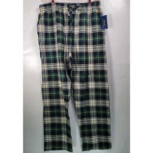 Mens Polo Ralph Lauren Green White Plaid Flannel Pajama Lounge Pants XL